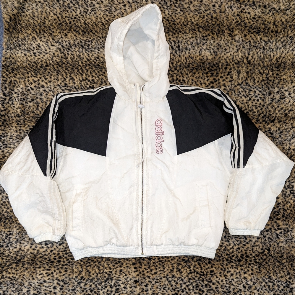 90s white and black Adidas windbreaker